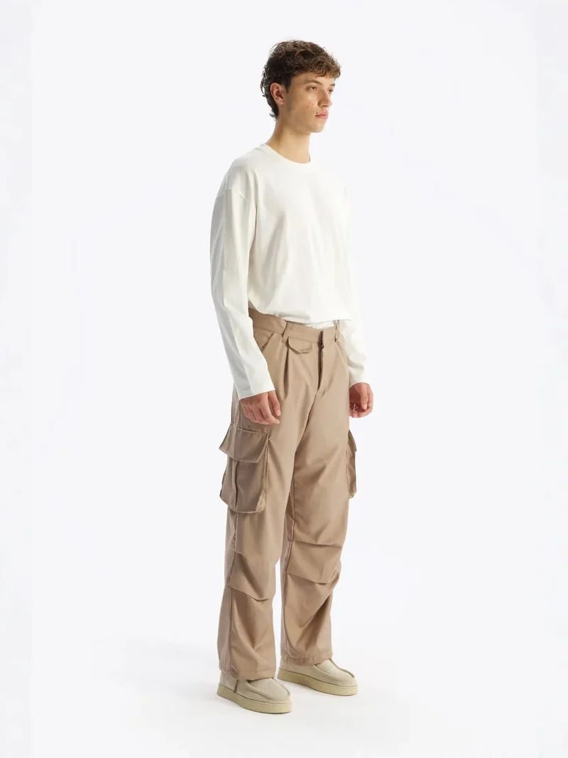 Giesto Tan Natural GIESTO Woven Cargo Pants for Men | Best Price UAE